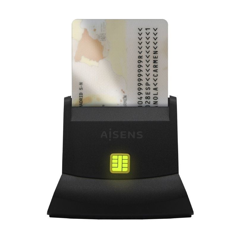 Lector de DNI y Tarjetas Aisens ASCR-SN05-BK/ USB 2.0/ Negro