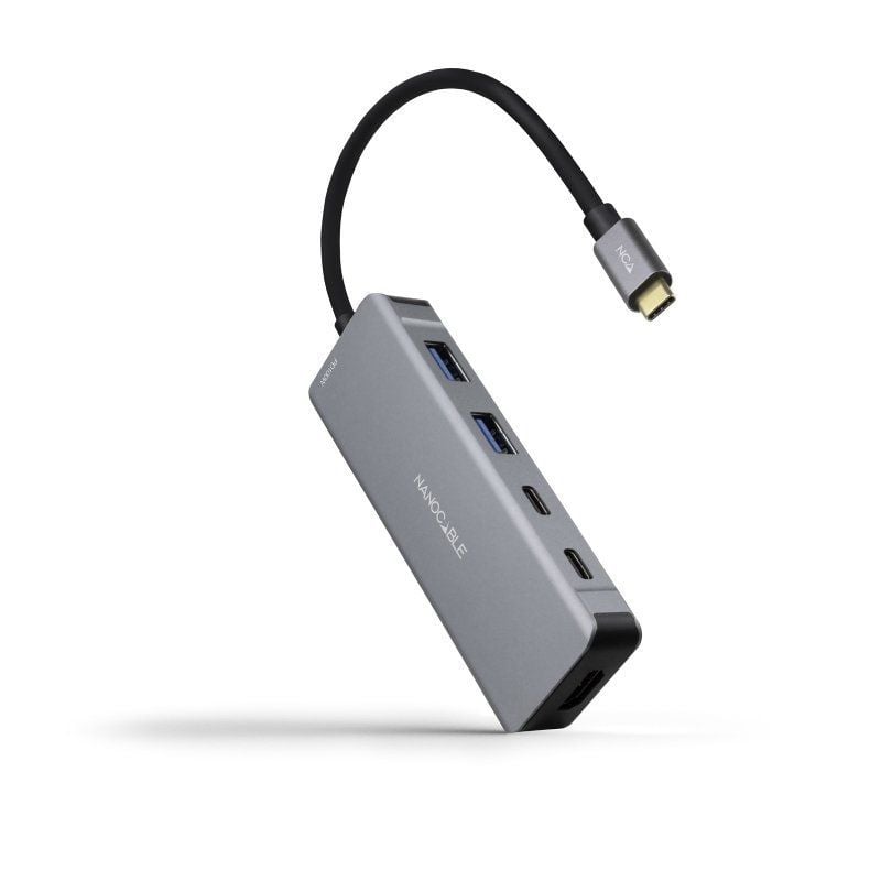Docking Tipo-C Nanocable 10.16.1006/ 2xUSB/ 1xHDMI 4K/ 2xUSB Tipo-C/ 1xUSB Tipo-C PD/ Gris