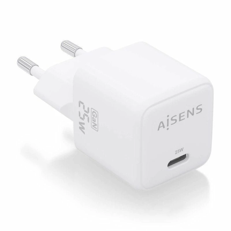 Cargador de Pared GaN Aisens ASCH-25W1P012-W/ 1xUSB Tipo-C/ 25W