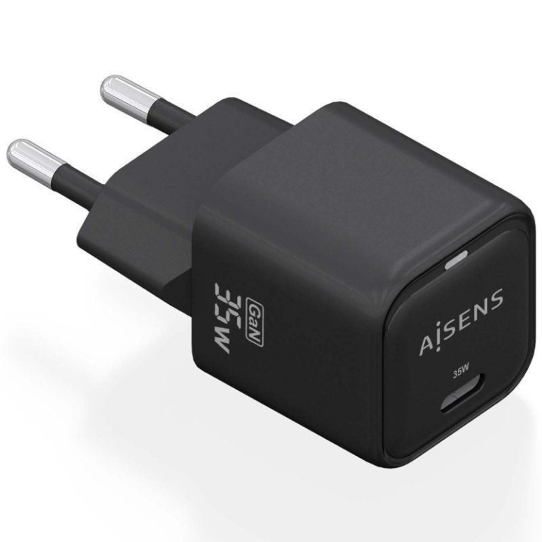 Cargador de Pared GaN Aisens ASCH-35W1P023-BK/ 1xUSB Tipo-C/ 35W