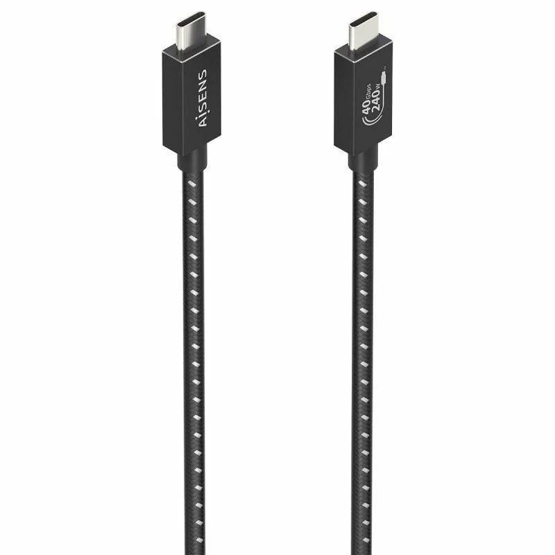 Cable USB 4.0 Tipo-C Aisens A156-0866/ USB Tipo-C Macho - USB Tipo-C Macho/ Hasta 240W/ 40Gbps/ 50cm/ Gris