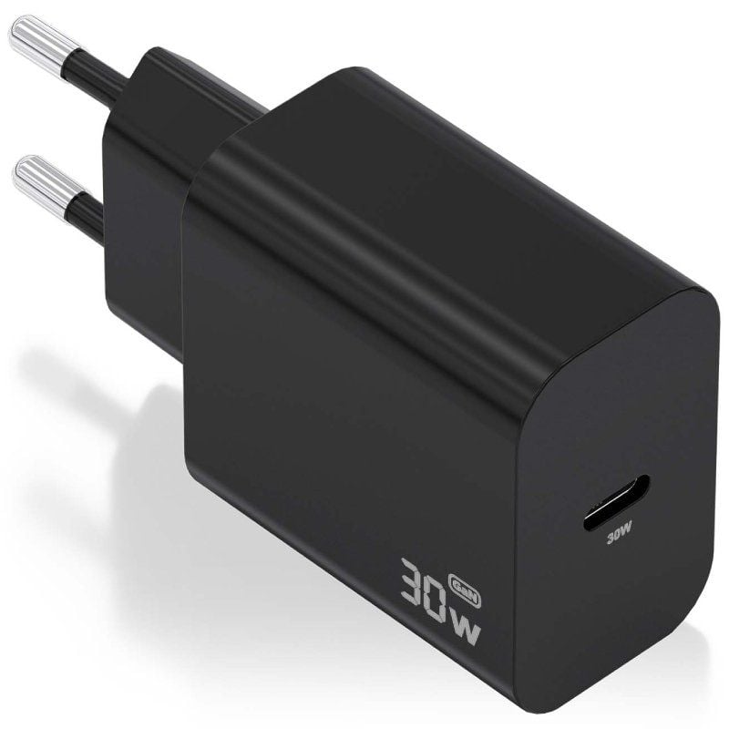 Cargador de Pared GaN Aisens A110-0941/ 1xUSB Tipo-C/ 30W/ Negro