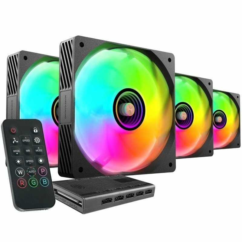 Pack 4 Ventiladores Mars Gaming MF-SI4KIT/ 12cm + HUB + Mando a Distancia/ ARGB