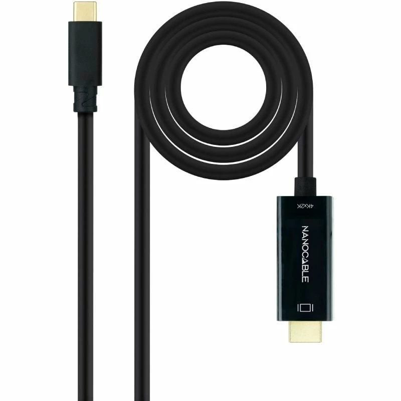 Cable Conversor Nanocable 10.15.5135/ USB Tipo-C Macho - HDMI Macho/ 5m/ Negro