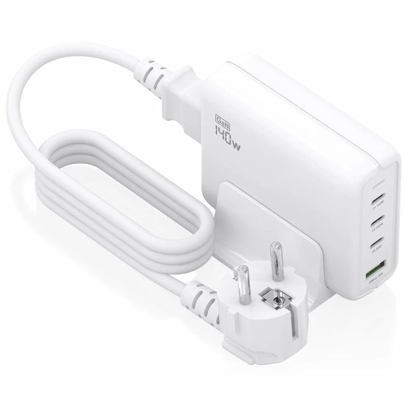 Cargador Sobremesa GaN Aisens ASCH-140W4P055-W/ 3xUSB Tipo-C/ 1xUSB/ 140W