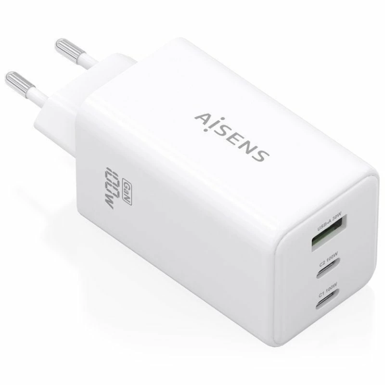 Cargador de Pared GaN Aisens ASCH-100W3P051-W/ 2xUSB Tipo-C/ 1xUSB/ 100W