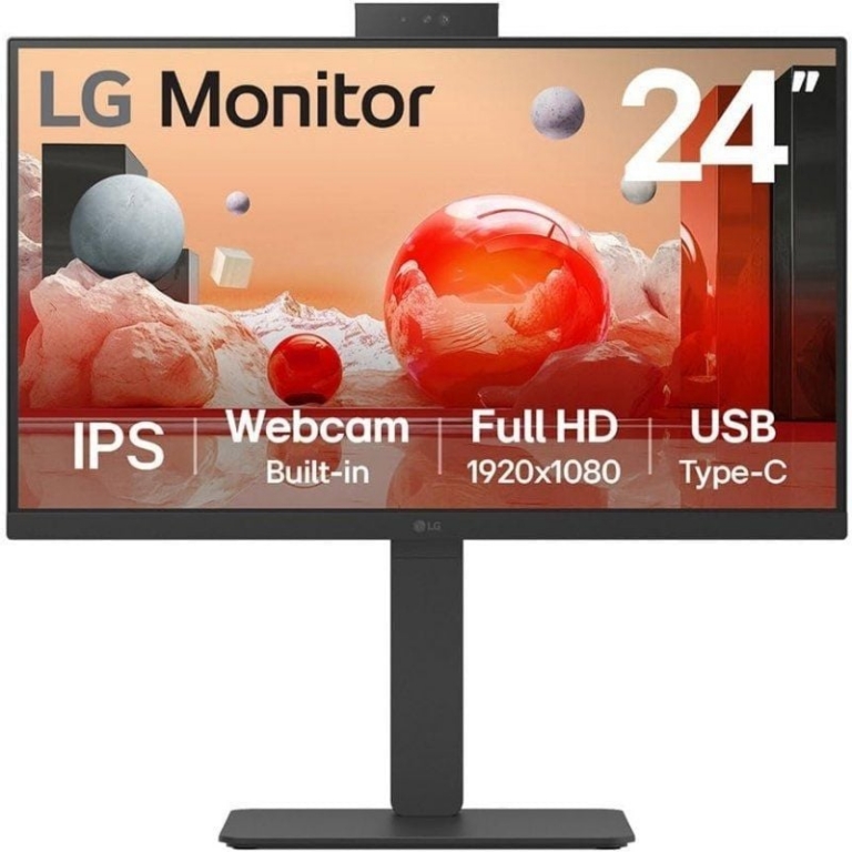 Monitor Profesional LG 24BA850-B 23.8"/ Full HD/ Webcam/ Multimedia/ Negro