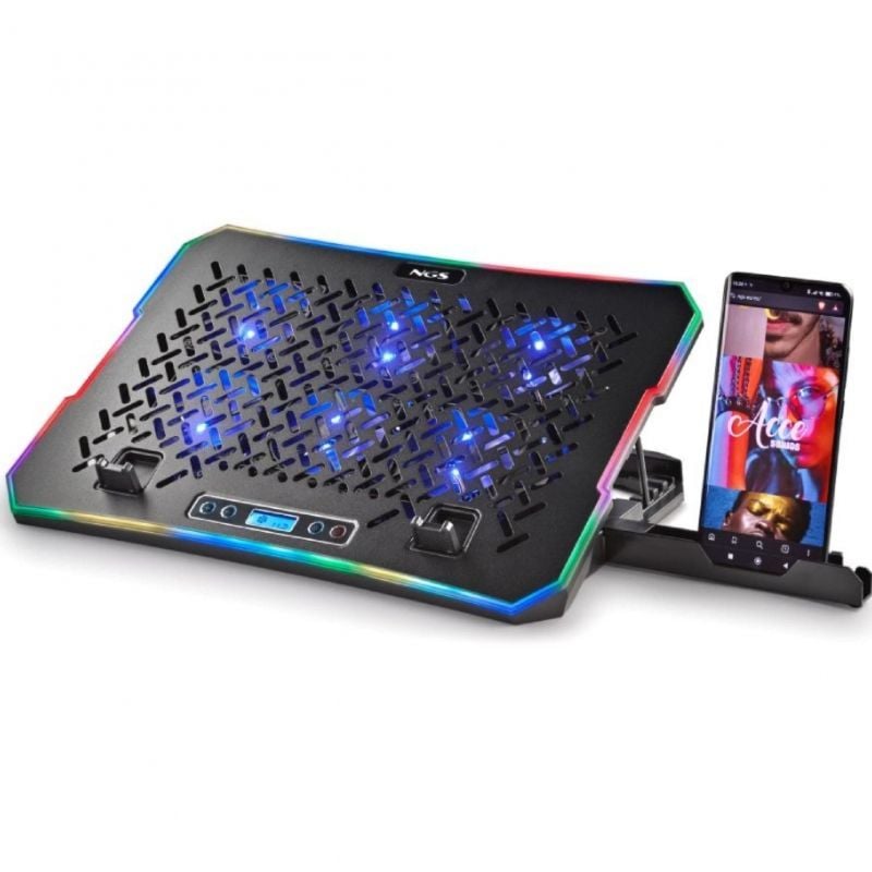 Soporte Refrigerante NGS Hero Stand para Portátiles hasta 15.6"/ Iluminación LED