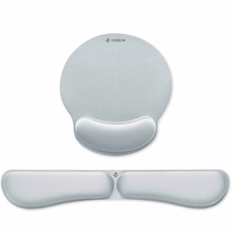 Pack de Reposamuñecas y Alfombrilla Ergonómica Subblim Ergo MemoryFlex/ Plateadas