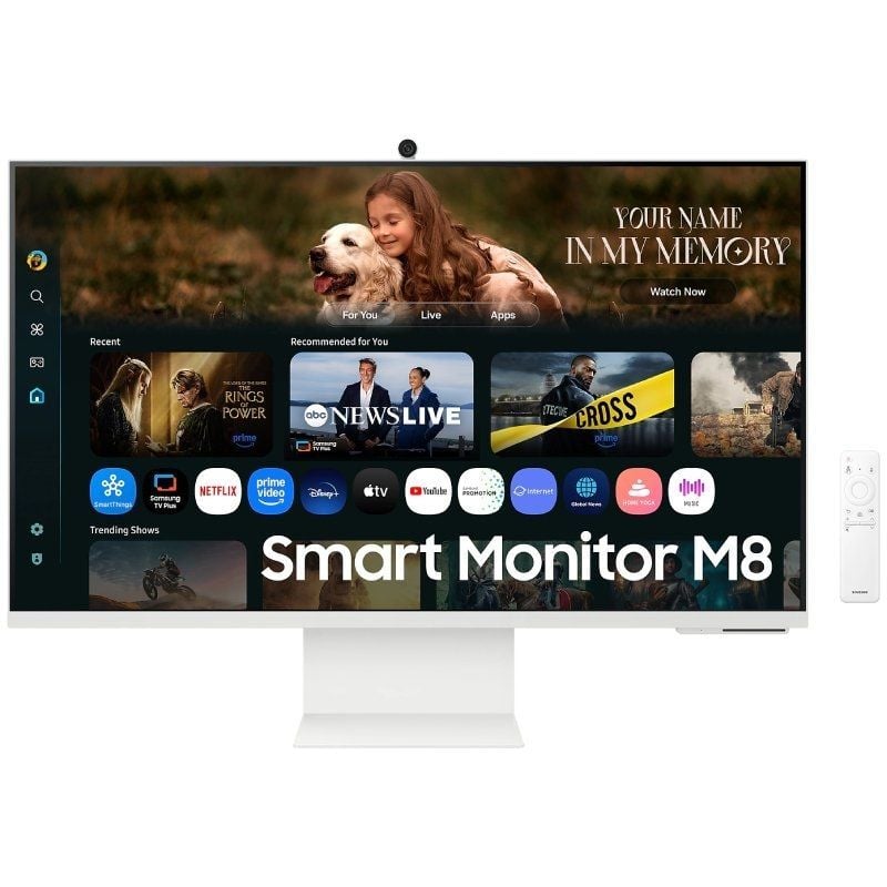 Smart Monitor Samsung M8 M80F S32FM801UU 32"/ 4K/ Multimedia/ Regulable en altura/ Smart TV/ Webcam/ Blanco