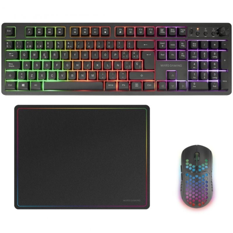 Pack Gaming Mars Gaming MCPWX/ Teclado Inalámbrico + Ratón Inalámbrico + Alfombrilla