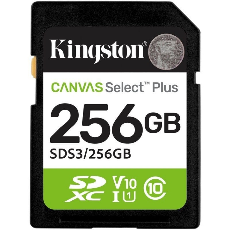 Tarjeta de Memoria Kingston CANVAS Select Plus 256GB SD XC/ Clase 10/ 150MBs