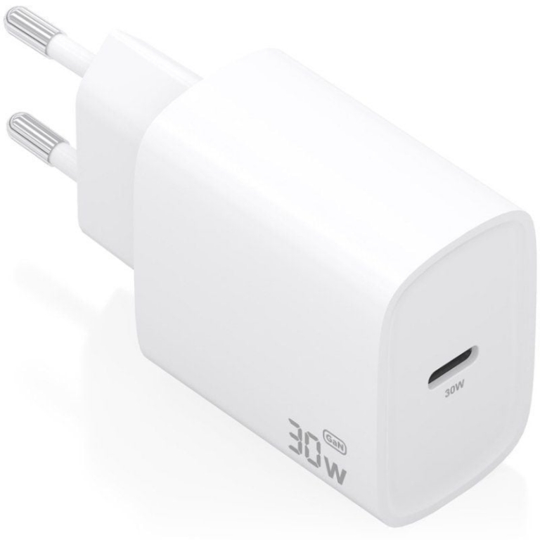 Cargador de Pared GaN Aisens A110-0950/ 1xUSB Tipo-C/ 30W/ Blanco