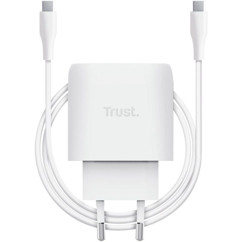 Cargador de Pared GaN Trust Maxo 45W/ 1xUSB Tipo-C/ Incluye Cable USB Tipo-C/ 45W