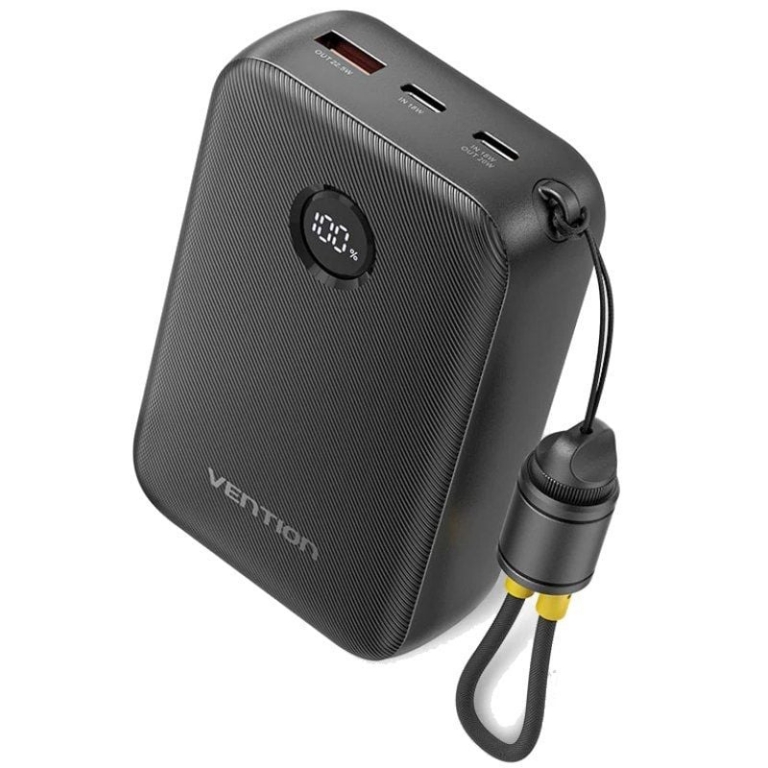 Powerbank 20000mAh Vention FKBB0-C/ 22.5W/ Negra/ Incluye Cable USB Tipo-C