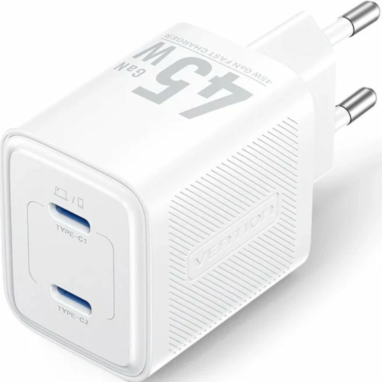 Cargador de Pared GaN Vention FEFW0-EU/ 2xUSB Tipo-C/ 45W