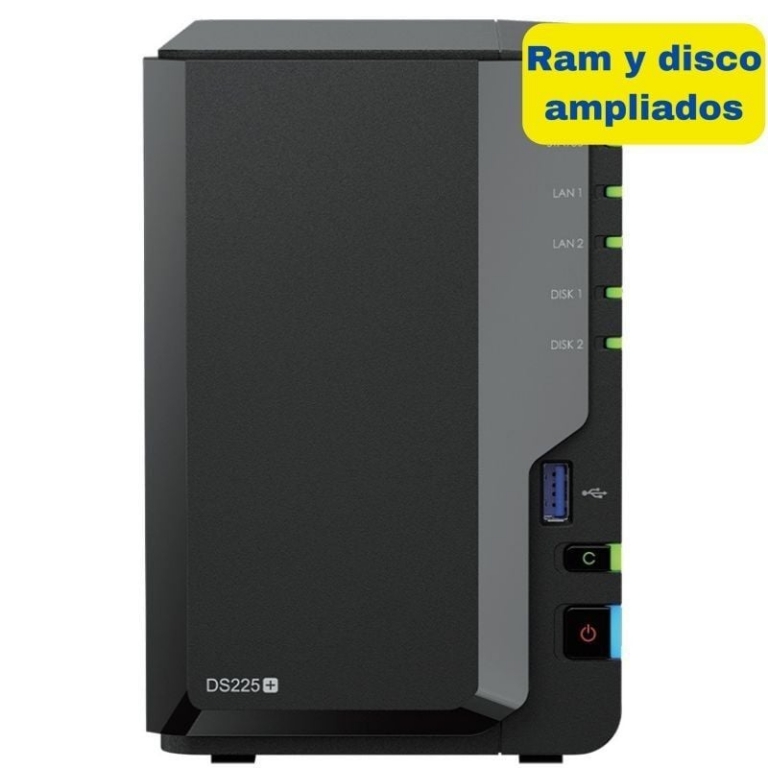 NAS Synology Diskstation DS225+/ 2 Bahías 3.5"- 2.5"/ 6GB DDR4/ 8TB/ Formato Torre