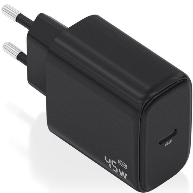 Cargador de Pared GaN Aisens A110-0970/ 1xUSB Tipo-C/ 45W/ Negro