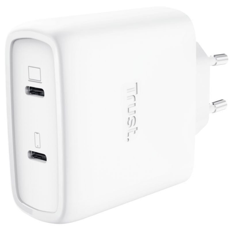 Cargador de Pared GaN Trust Maxo 65W 25526/ 2xUSB Tipo-C/ Incluye Cable USB Tipo-C/ 65W
