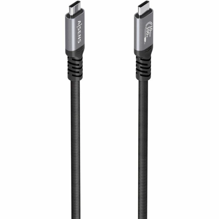 Cable USB 3.2 Tipo-C Aisens A107-0990/ USB Tipo-C Macho - USB Tipo-C Macho/ Hasta 100W/ 10Gbps/ 5m/ Negro