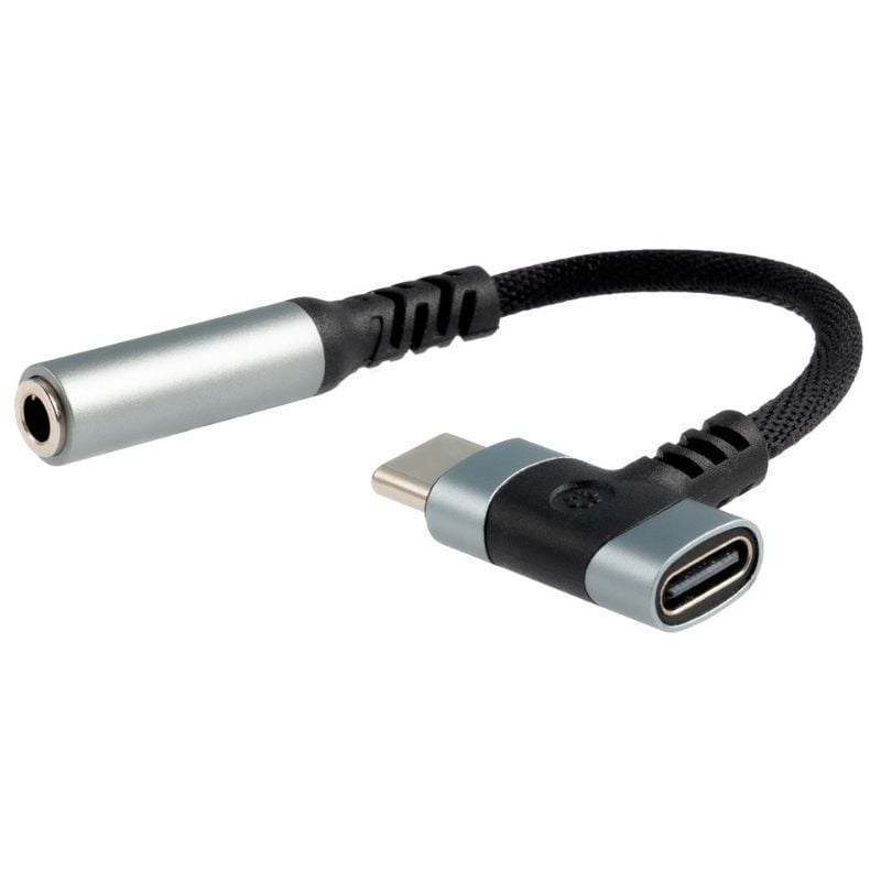 Cable Conversor Audio Nanocable 10.24.1207/ USB Tipo-C Macho - Jack 3.5/ USB Tipo-C Hembra/ 10cm/ Negro