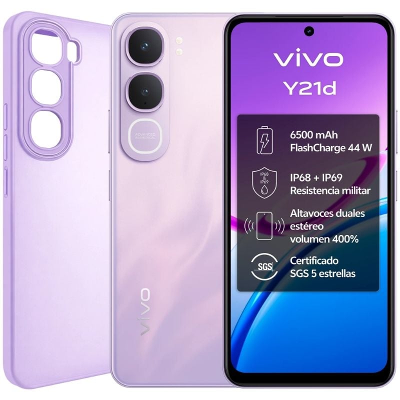 Smartphone Vivo Y21D 4GB/ 128GB/ 6.68"/ Púrpura
