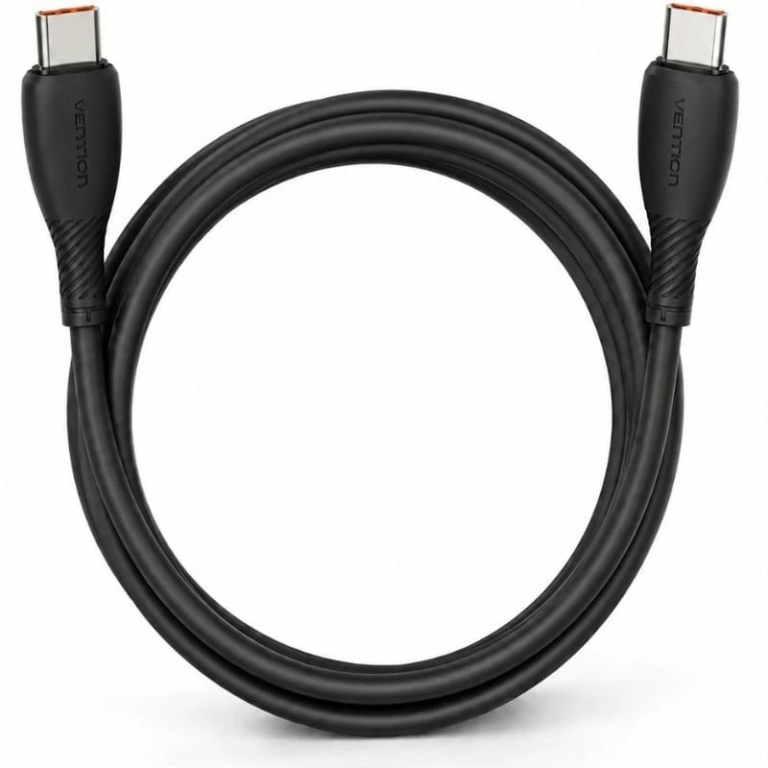 Cable USB 2.0 Tipo-C Vention TRWBH/ USB Tipo-C Macho - USB Tipo-C Macho/ Hasta 100W/ 480Mbps/ 2m/ Negro