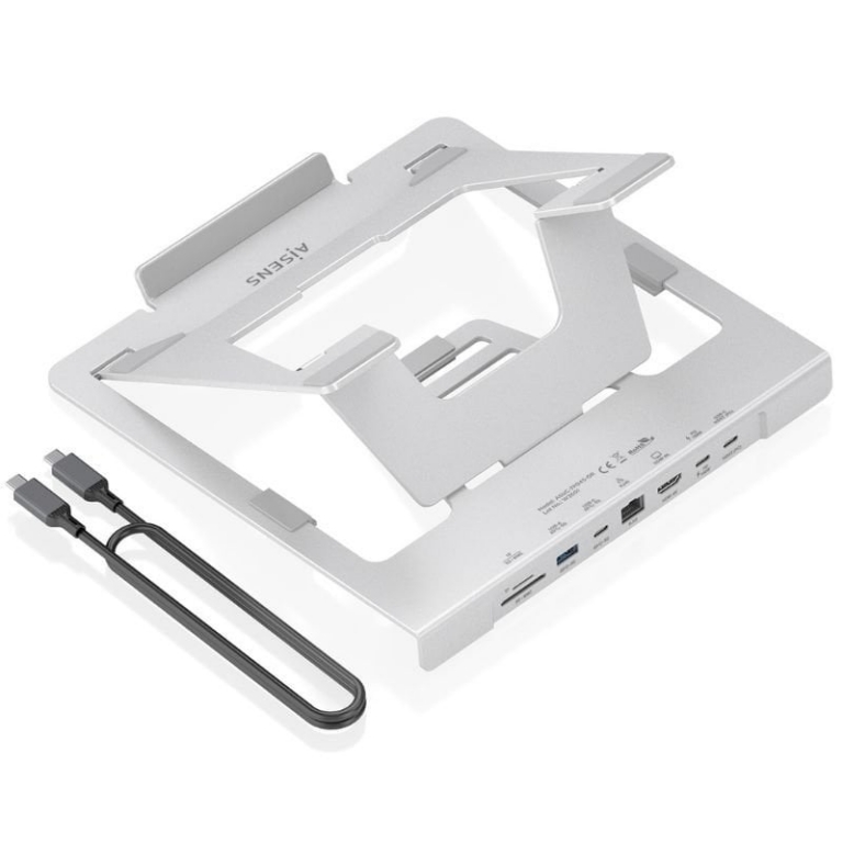 Soporte de Sobremesa - Docking USB Tipo-C Aisens ASUC-7P045-GR/ 1xUSB/ 1xUSB Tipo-C/ 1xHDMI/ 1xRJ45/ 1xLector de Tarjetas/ 1xUSB Tipo-C PD/ Gris