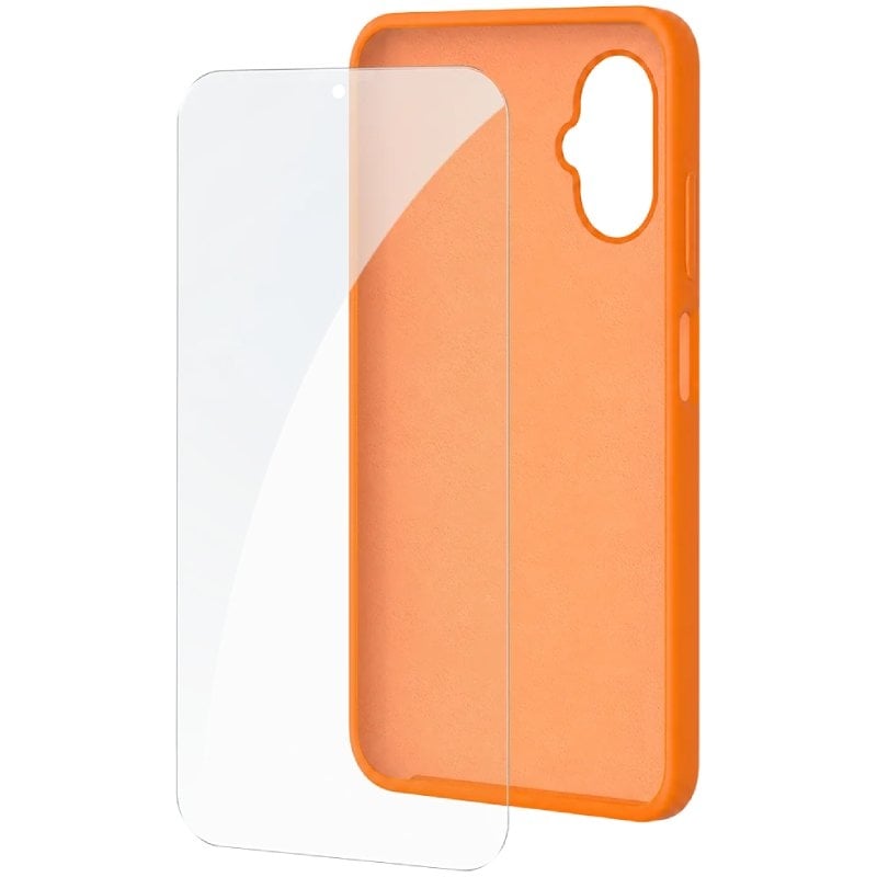Funda Silicona + Protector de Pantalla de Cristal Templado SPC Wuum One Protection Pack 4354P/ Compatible con SPC Wuum One/ Naranja