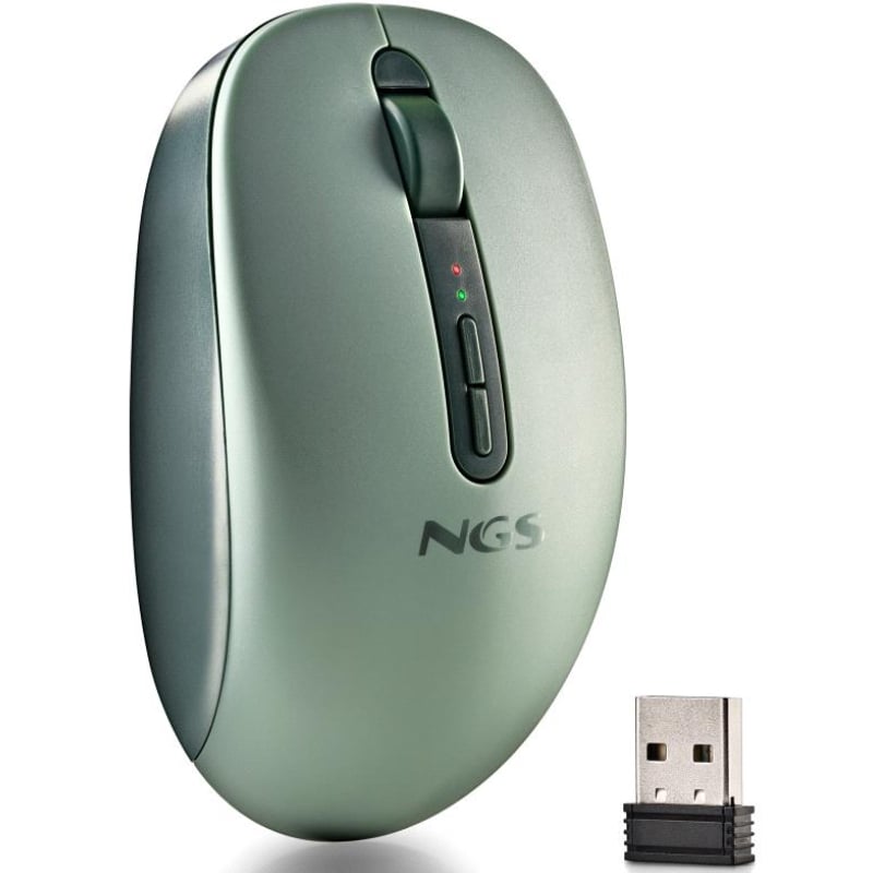 Ratón Ergonómico Inalámbrico NGS Fog Dual FOGDUALGREEN Silencioso/ Hasta 1600 DPI/ Verde