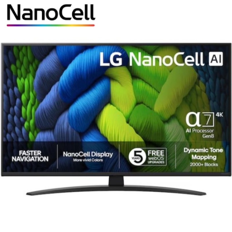 Televisor LG NanoCell AI NANO82 43NANO82A6B 43"/ Ultra HD 4K/ Smart TV/ WiFi