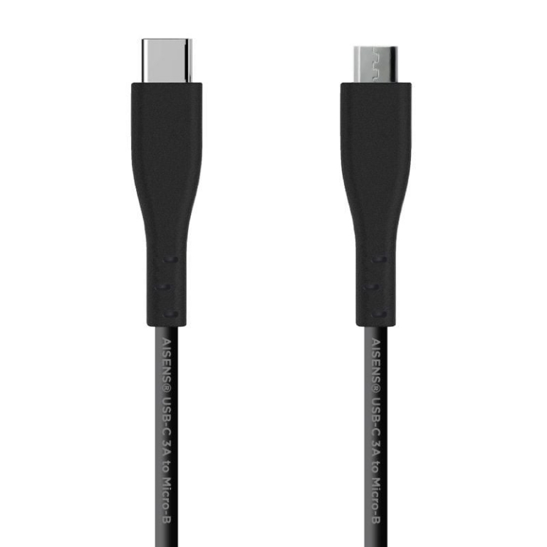 Cable USB 2.0 Tipo-C Aisens A107-0350/ USB Tipo-C Macho - MicroUSB/ 480Mbps/ 2m/ Negro
