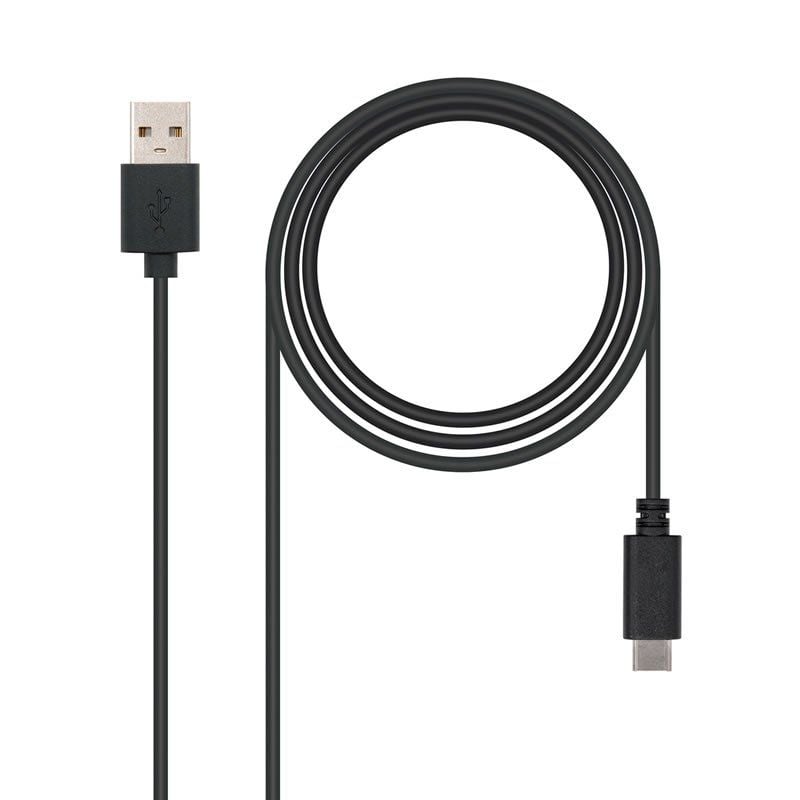 Cable USB 2.0 Nanocable 10.01.2101/ USB Tipo-C Macho - USB Macho/ 480Mbps/ 1m/ Negro