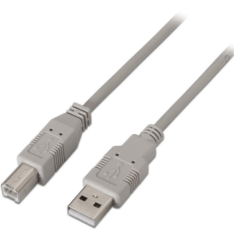 Cable USB 2.0 Impresora Aisens A101-0004/ USB Tipo-B Macho - USB Macho/ 4.5m/ Beige