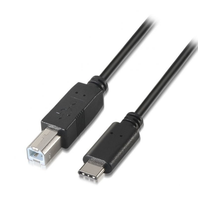 Cable USB 2.0 Impresora Aisens A107-0053/ USB Tipo-C Macho - USB Tipo-B Macho/ 480Mbps/ 1m/ Negro