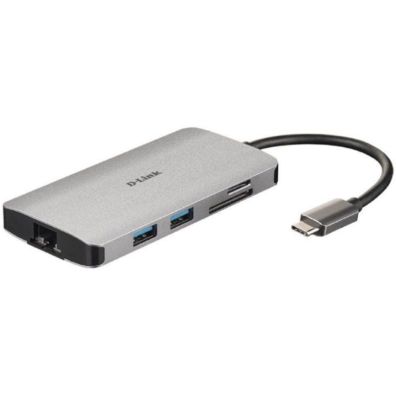 Docking USB Tipo-C D-Link DUB-M810/ 3xUSB/ 1xUSB Tipo-C/ 1xThunderbolt/ 1xHDMI 4K/ 1xRJ45/ 1xLector tarjetas/ Gris