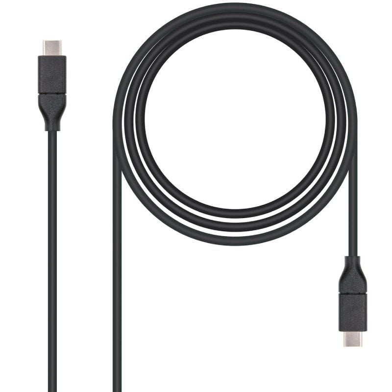 Cable USB 3.2 Tipo-C Nanocable 10.01.4101/ USB Tipo-C Macho - USB Tipo-C Macho/ hasta 100W/ 1m/ Negro