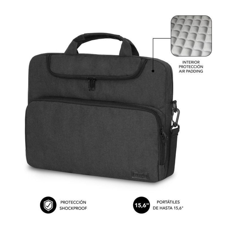 Maletín Subblim Air Padding para Portátiles hasta 15.6"/ Gris Oscuro
