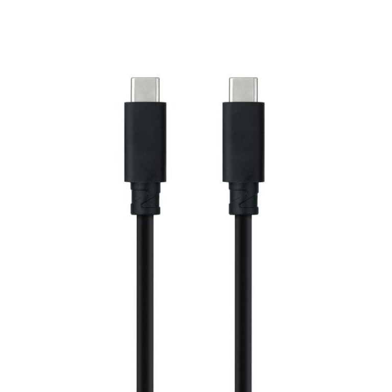 Cable USB 3.1 Tipo-C Nanocable 10.01.4100/ USB Tipo-C Macho - USB Tipo-C Macho/ Hasta 100W/ 10Gbps/ 50cm/ Negro