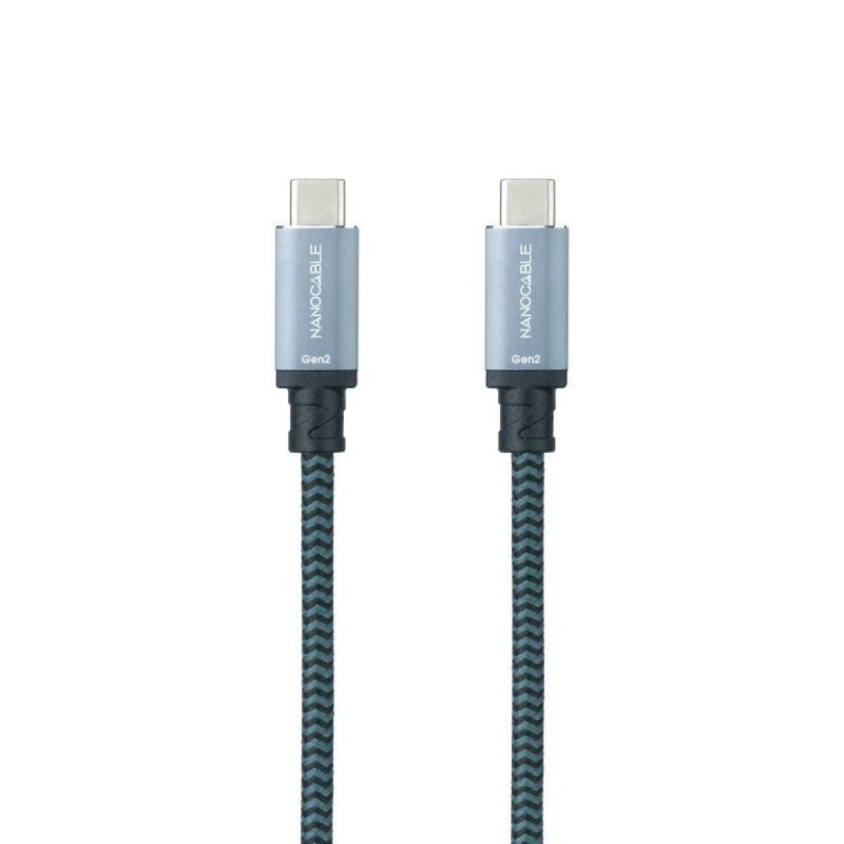 Cable USB 3.1 Tipo-C Nanocable 10.01.4102-COMB/ USB Tipo-C Macho - USB Tipo-C Macho/ Hasta 100W/ 10Gbps/ 2m/ Gris y Negro