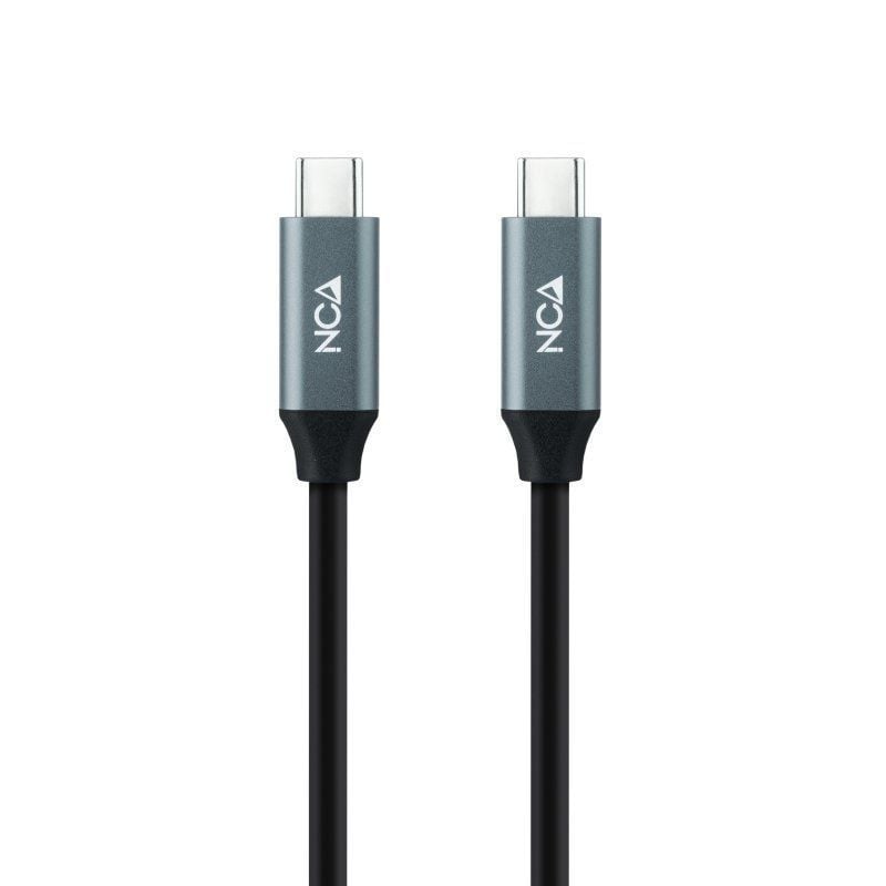 Cable USB 3.2 Nanocable 10.01.4300/ USB Tipo-C Macho - USB Tipo-C Macho/ Hasta 100W/ 20Gbps/ 50cm/ Gris y Negro