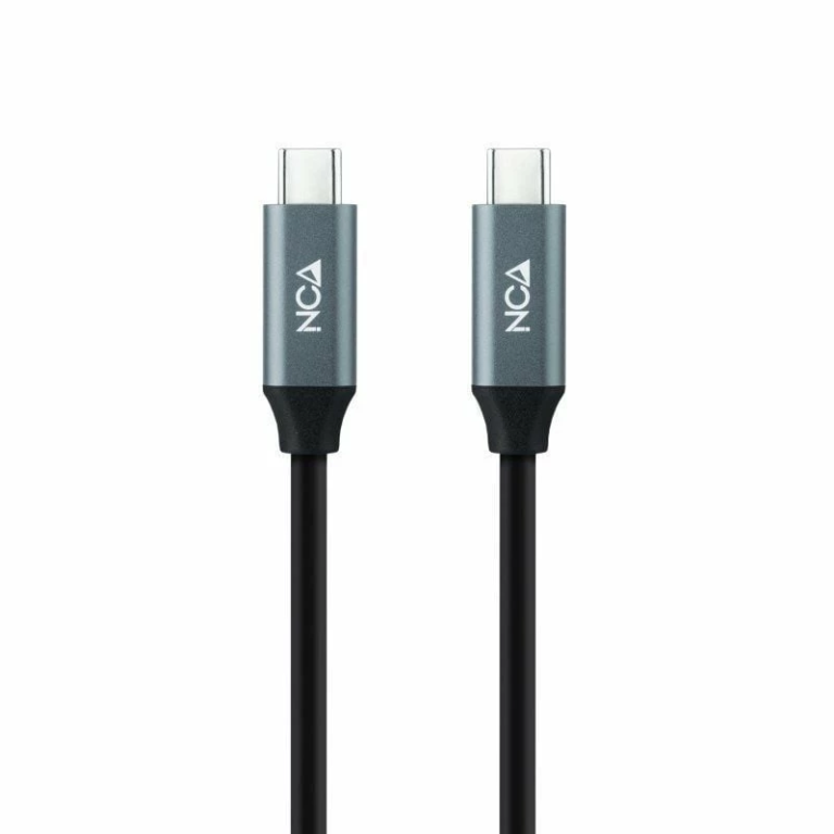 Cable USB 3.2 Nanocable 10.01.4302/ USB Tipo-C Macho - USB Tipo-C Macho/ Hasta 100W/ 20Gbps/ 2m/ Gris y Negro