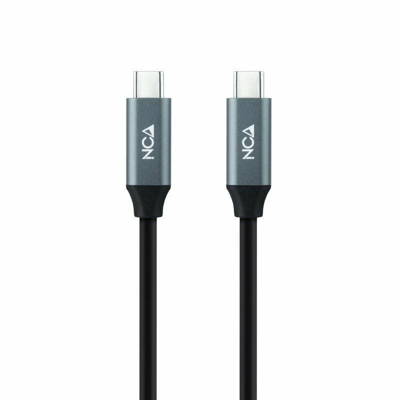 Cable USB 3.2 Nanocable 10.01.4302/ USB Tipo-C Macho - USB Tipo-C Macho/ Hasta 100W/ 20Gbps/ 2m/ Gris y Negro
